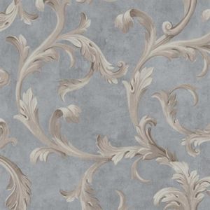 Seabrook Designs OF30509 Olde Francais Grey Avignon Scroll Wallpaper